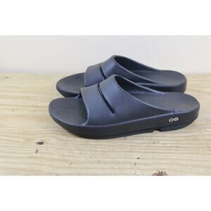 New OOFOS Sandals Ooahh Recovery Black Mens 9 Mules Slip On Slides Womens 11